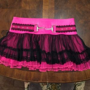 Hot Topic, Hot Pink & Black Lace Punk Tutu Skirt
